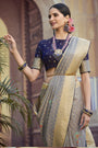 Gray Tissue Silk With Mina Weaving