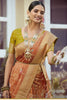 Powder Orange Tissue Silk With Mina Weaving