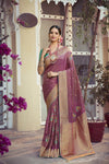 Wine Tissue Silk With Mina Weaving