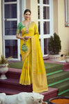 Yellow Tissue Silk With Mina Weaving