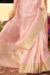 Poetry Pink Tissue Silk Zari woven Saree With Two Blouse