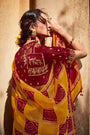 Bandhej Design Yellow Color Brasso Silk Saree and Blouse
