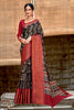 Black Cotton Silk & Golden Zari Saree With Red Blouse