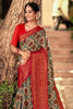 Multi Cotton Silk & Golden Zari Saree With Red Blouse