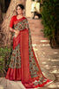 Multi Cotton Silk & Golden Zari Saree With Red Blouse