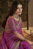 Purple Traditional Indian Weaving Patola Pettern Silk Saree