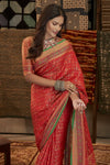Red Traditional Indian Weaving Patola Pettern Silk Saree