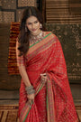 Red Traditional Indian Weaving Patola Pettern Silk Saree