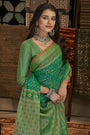 Green Shaded Traditional Indian Weaving Patola Pettern Silk Saree