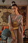 Dolphin Grey Copper Zari Handloom Woven Saree