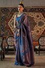 Midnight Blue Copper Zari Handloom Woven Saree
