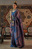 Midnight Blue Copper Zari Handloom Woven Saree