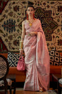 Rose Pink Copper Zari Handloom Woven Saree