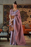 Light lavender Copper Zari Handloom Woven Saree