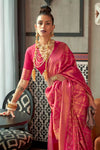 Hot Pink Two Tone Handloom Saree