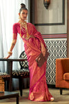 Hot Pink Two Tone Handloom Saree
