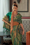 Leaf Green Two Tone Handloom Saree