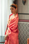 Fire orange Two Tone Handloom Saree