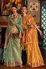 Amber Yellow Silver & Gold Zari Woven Saree