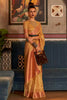 Amber Yellow Silver & Gold Zari Woven Saree