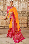 Fabulous Orange & Red Soft Cotton Silk Patola Saree