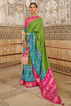Fabulous Green & Teal Blue Soft Cotton Silk Patola Saree