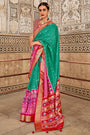 Fabulous Green & Pink Soft Cotton Silk Patola Saree