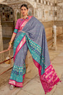 Fabulous Gray Soft Cotton Silk Patola Saree