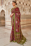 Fabulous Rosewood Soft Cotton Silk Patola Saree