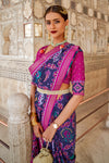 Fabulous Dark Purple Soft Cotton Silk Patola Saree