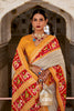 Fabulous White & Yellow Soft Cotton Silk Patola Saree