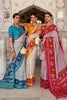 Fabulous White & Red Soft Cotton Silk Patola Saree