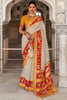 Fabulous White & Yellow Soft Cotton Silk Patola Saree