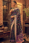 Black Kashmiri Silk Saree With Zari Weaving