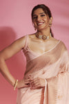 Peach Soft Modal Cotton With Dual Shade Weaving Saree