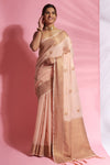 Peach Soft Modal Cotton With Dual Shade Weaving Saree