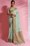 Sea Green Soft Modal Cotton With Dual Shade Weaving Saree