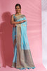 Light Blue Soft Modal Cotton With Dual Shade Weaving Saree