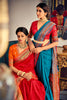 Blue Banarasi Plain Silk Saree With Zari Weaving Work
