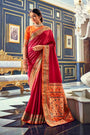 Rani Pink Banarasi Plain Silk Saree With Zari Weaving Work