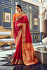Rani Pink Banarasi Plain Silk Saree With Zari Weaving Work