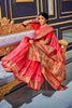 Pink Banarasi Plain Silk Saree With Zari Weaving Work