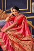 Pink Banarasi Plain Silk Saree With Zari Weaving Work