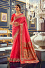 Pink Banarasi Plain Silk Saree With Zari Weaving Work