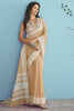 Dusty Peach Soft Linen Saree With Chikankari Weaved Border