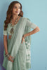Sea Green Soft Linen Saree With Chikankari Weaved Border