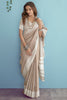 Light Brown Soft Linen Saree With Chikankari Weaved Border