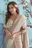 Light Brown Soft Linen Saree With Chikankari Weaved Border