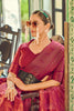 Maroon Soft Silk Saree With Zari Weaving Work