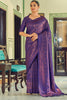 Purple Soft Silk Saree With Zari Weaving Work
